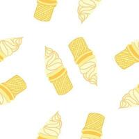 Vanilla ice cream seamless pattern. Vector illustration in cartoon flat style isolated on white background.