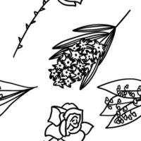 Seamless pattern with flowers in outline doodle style on a white background. Sketch for coloring. vector