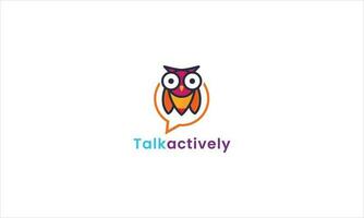 Talk chat logo with owl. Pro vector