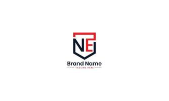 NE logo. NE design. Black and red color MF letter. NE letter logo design. Initial letter EN uppercase monogram logo. EN logo Pro Vector