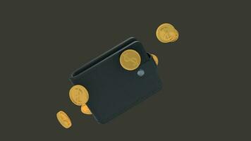 Coins around wallet 3D illustration photo