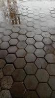 floor outside the house made of hexagon shaped cement bricks photo