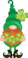 Saint Patrick s Day gnome with four leaf clovers vector