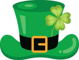 Green Saint Patricks Day hat with clover vector