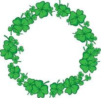 Round blank frame made of green four-leaf clovers for Saint Patrick s Day vector