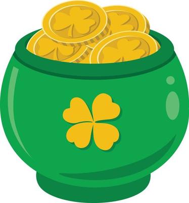 St Patrick s day green pot filled with gold coins
