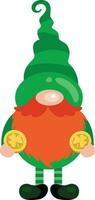 St Patricks Day gnome holding a gold coins vector
