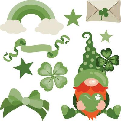 Green digital elements for Saint Patrick s Day
