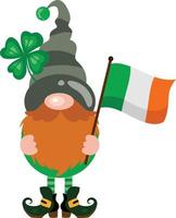 S t Patricio s día gnomo participación un bandera de Irlanda vector