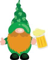 St Patricks Day gnome holding a beer mug vector
