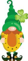 St Patrick s day gnome holding a lucky horseshoe vector