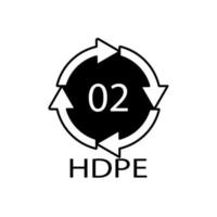 HDPE 02 recycling code symbol. Plastic recycling vector polyethylene sign.