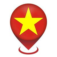 Map pointer with contry Vietnam. Vietnam flag. Vector illustration.