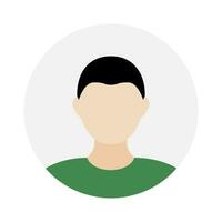 Empty face icon avatar with black hair. Vector illustration.