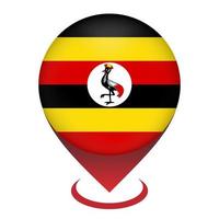 Map pointer with contry Uganda. Uganda flag. Vector illustration.