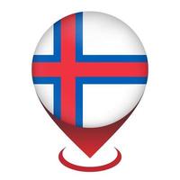 Map pointer with country Faroe Islands. Faroe Islands flag. Vector illustration.