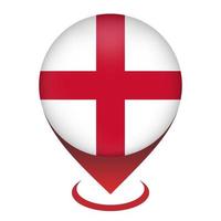 Map pointer with England. England flag. Vector illustration.