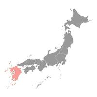 mapa de kyushu, región de japón. ilustración vectorial vector