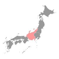 mapa de chubu, región de japón. ilustración vectorial vector