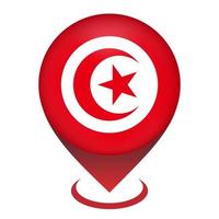 Map pointer with contry Tunisia. Tunisia flag. Vector illustration.