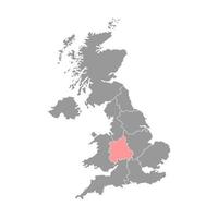 West midlands England, UK region map. Vector illustration.