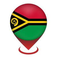 Map pointer with contry Vanuatu. Vanuatu flag. Vector illustration.