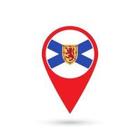 mapa puntero con provincia estrella nueva escocia vector ilustración.