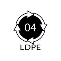 LDPE 04 recycling code symbol. Plastic recycling vector low density polyethylene sign.