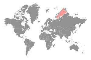 Kara Sea on the world map. Vector illustration.