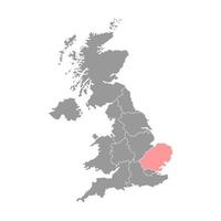 Eastern England, UK region map. Vector illustration.