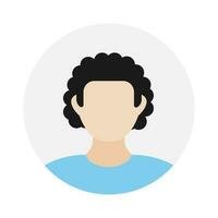 Empty face icon avatar with long black hair. Vector illustration.