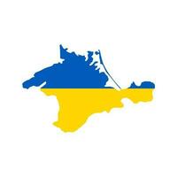 Silhouette of the Crimean peninsula in the colors of the Ukrainian flag. Vector Illustration.