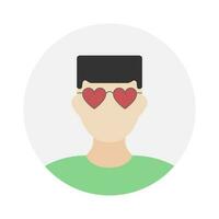vacío cara icono avatar con corazón Gafas de sol. vector ilustración.
