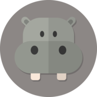 hippo face icon, Cute animal icon in circle. png