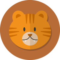 tiger face icon, Cute animal icon in circle. png