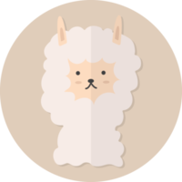 alpaca face icon, Cute animal icon in circle. png