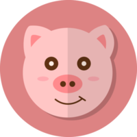 cerdo cara icono, linda animal icono en círculo. png