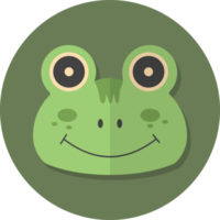 frog face icon, Cute animal icon in circle. png