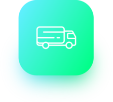 Delivery truck icon in square gradient colors. Cargo signs illustration. png