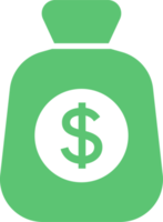 Money bag  icon in flat design style. American currency signs illustration. png