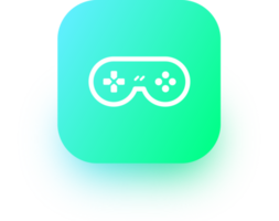 Joystick icon in square gradient colors. Controller signs illustration. png