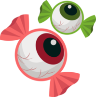 Halloween element illustration with scary eyeball candy. png
