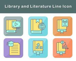 biblioteca y literatura vector icono conjunto