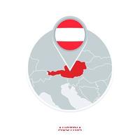 Austria mapa y bandera, vector mapa icono con destacado Austria