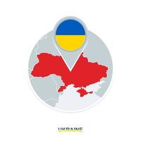 Ukraine map and flag, vector map icon with highlighted Ukraine