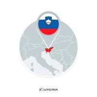 Slovenia map and flag, vector map icon with highlighted Slovenia