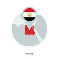 Egypt map and flag, vector map icon with highlighted Egypt