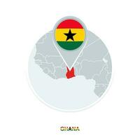 Ghana map and flag, vector map icon with highlighted Ghana