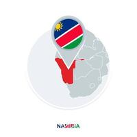 Namibia map and flag, vector map icon with highlighted Namibia