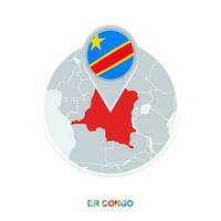 democrático república de el congo mapa y bandera, vector mapa icono con destacado Dr congo